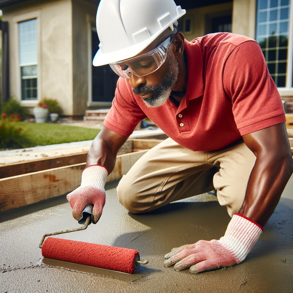 Olshan technician performing concrete staining work in Kansas city, Missouri