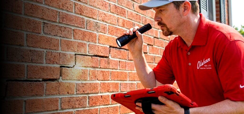 foundation crack in brick wall