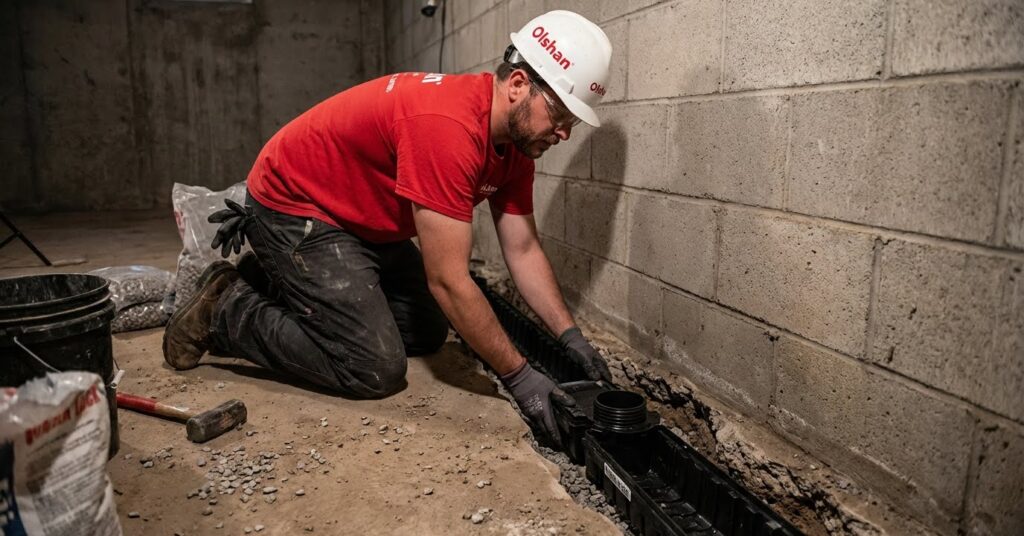 basement waterproofing drainage insallation