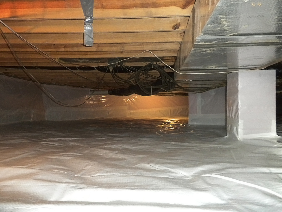 Encapsulation completed with vapor barrier installation for increased energy efficiency and moisture prevention