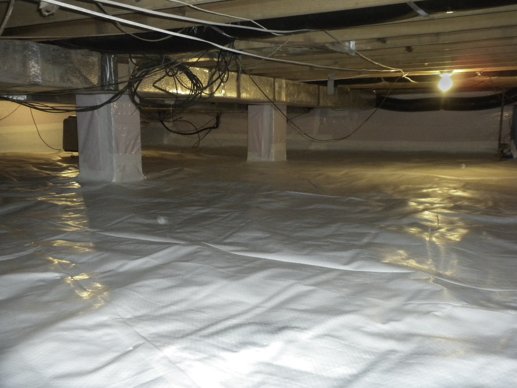 Encapsulation completed with vapor barrier installation for increased energy efficiency and moisture prevention