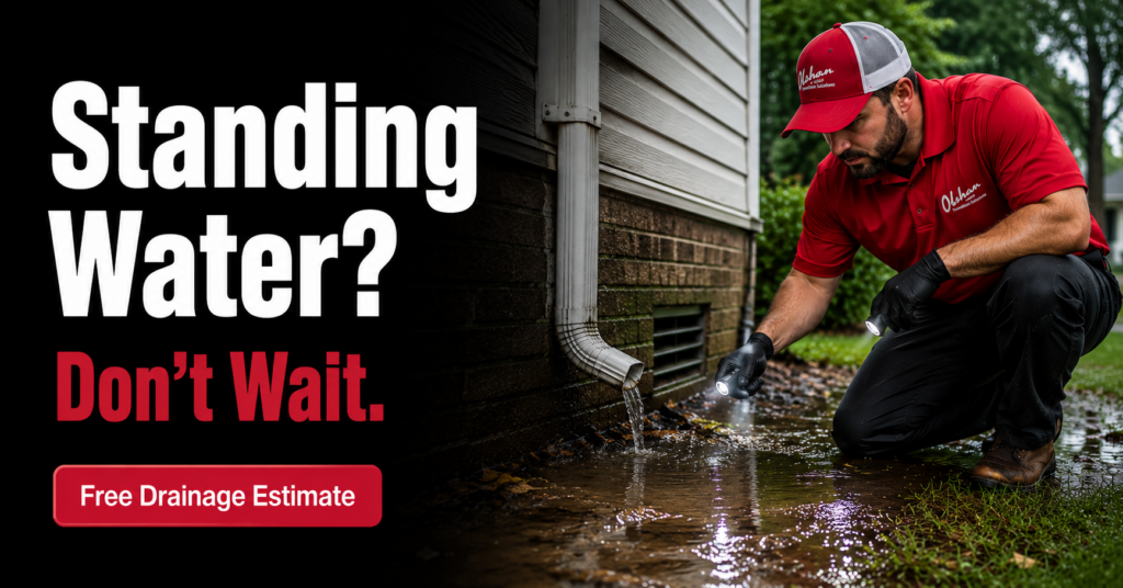 Gutter and downspout directing rainwater away from a home's foundation